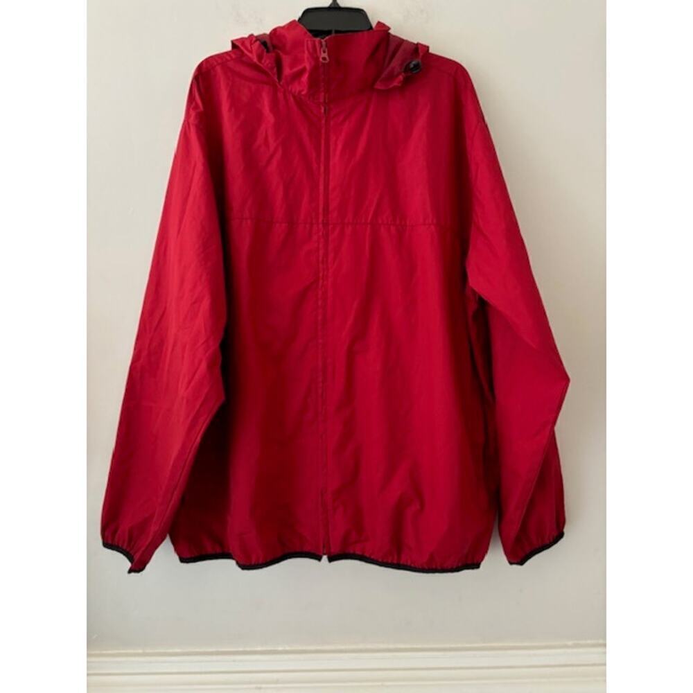 IZOD XFG Windbreaker Jacket Mens XL Red Full Zip Hooded Lightweight Golf